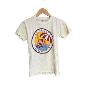 Acapulco Beach Club Fajer Single Stitch Shirt Size Medium 38 Light Yellow